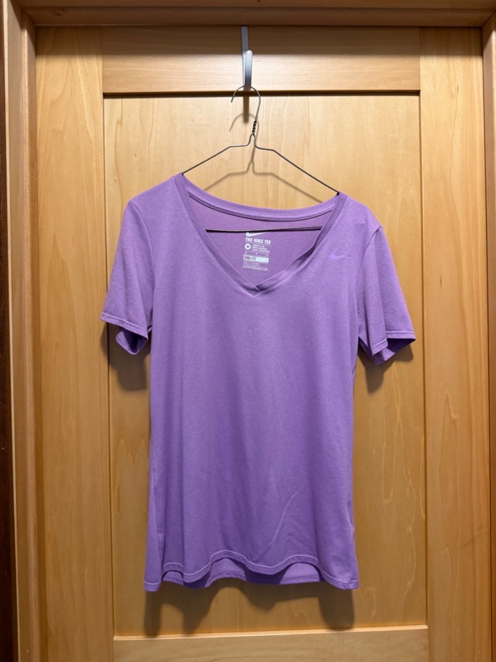 Nike Purple V-Neck Short Sleeve Athletic Tee
